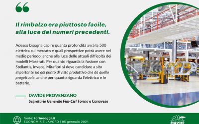 Provenzano, Segretario Generale Fim Torino: Mirafiori si deve candidare a sito importante sia dal punto di vista produttivo che da quello progettuale